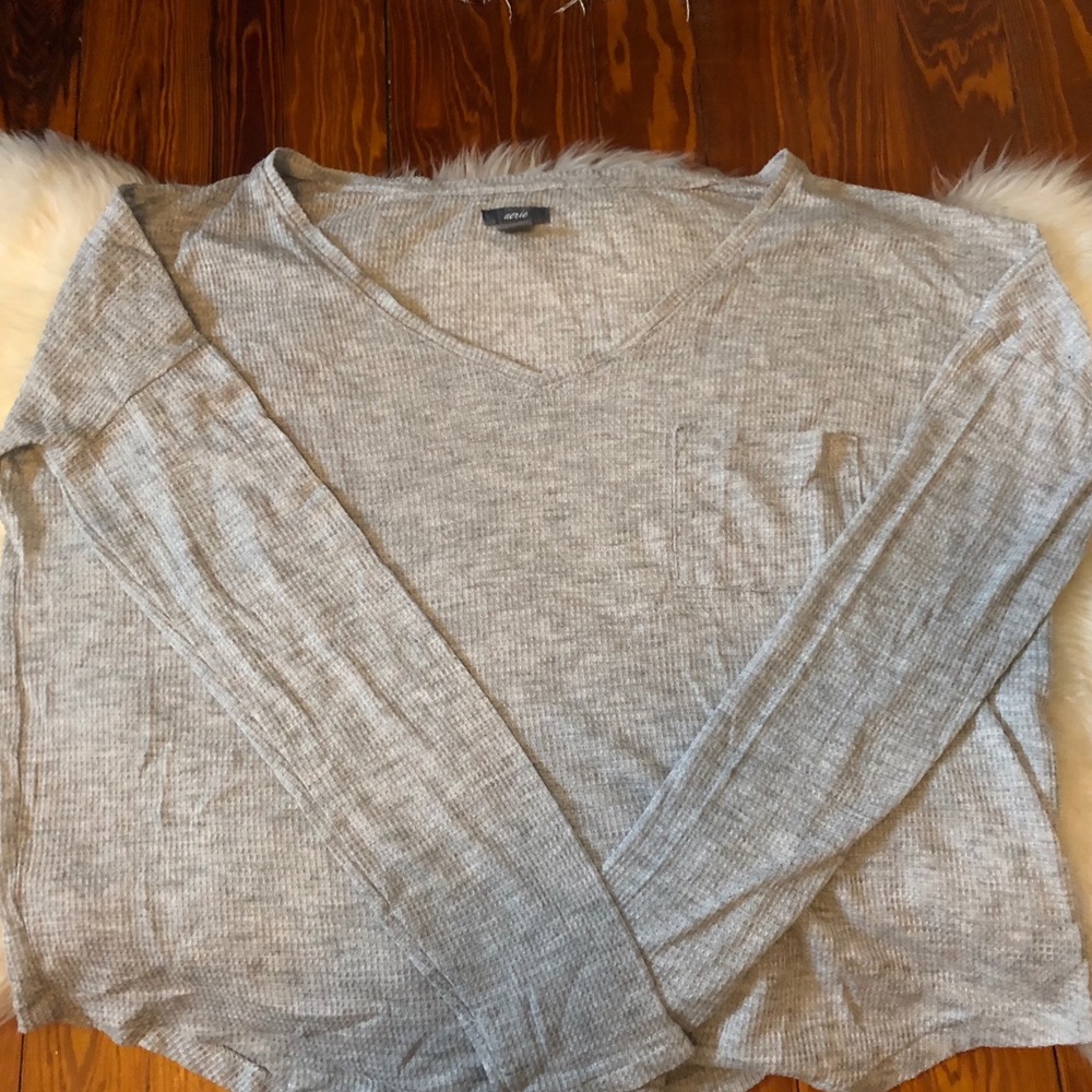 Aerie Grey Waffle Long Sleeve